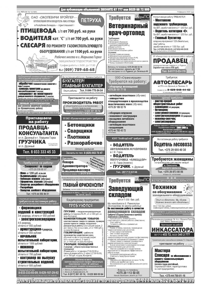 Газета «Регион» № 13 от 16 февраля 2022 года — Регион