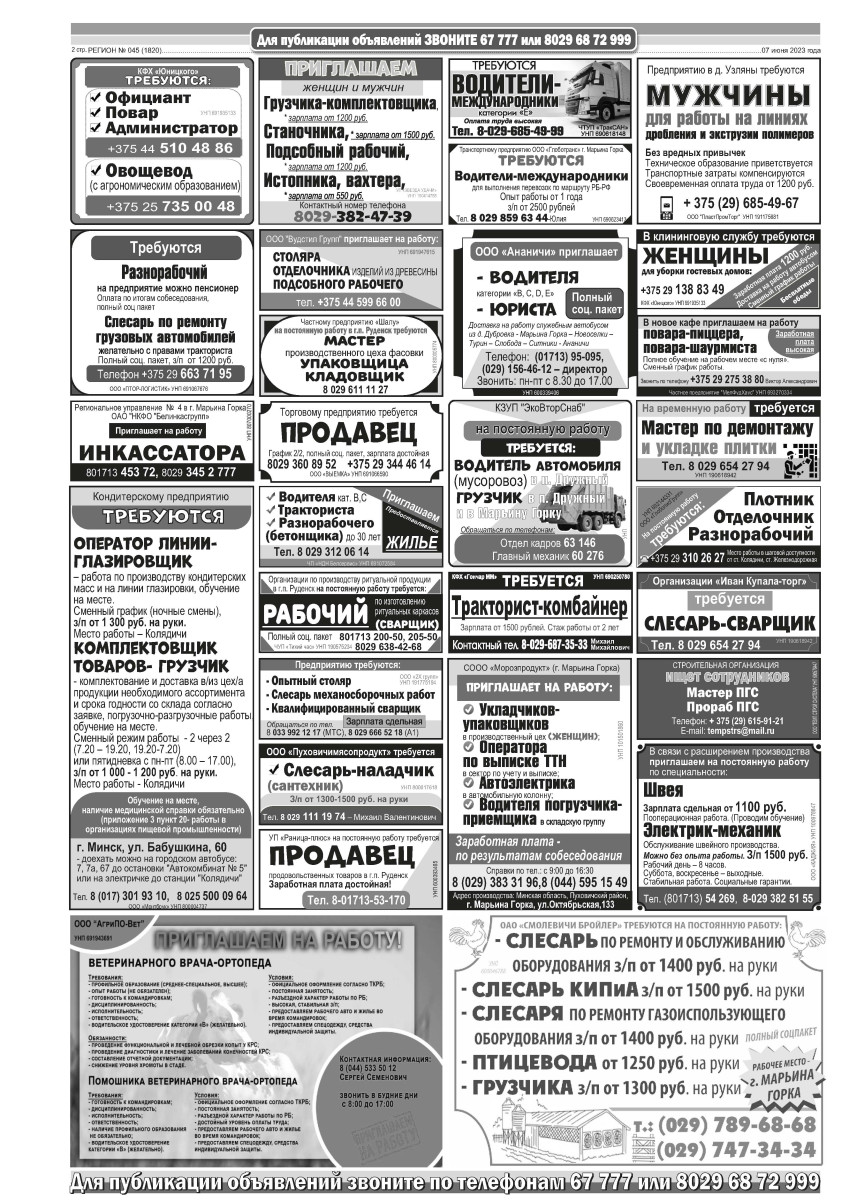 Газета «Регион» № 45 от 7 июня 2023 года — Регион
